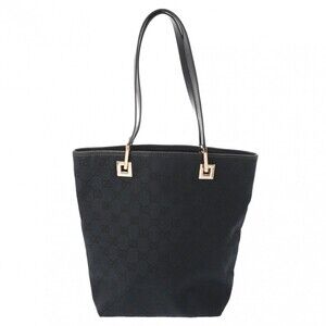 GUCCI GG black canvas leather handbag